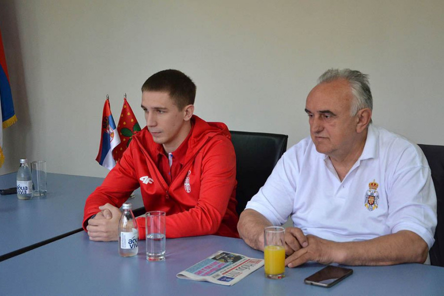 Lazar Kovačević i trener Miomir Spasojević