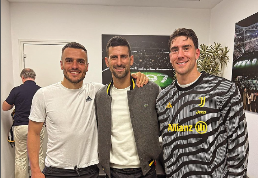 SRPSKO DRUŠTVO OKUPIRALO TORINO Đoković je zbog njih dvojice došao da gleda Juventus, a onda je nastala sjajna fotografija (FOTO)
