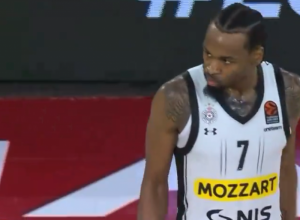 PANTER NE MOŽE SAM Neverovatna trojka Kevina za kraj poluvremena, ali Partizan gubi (VIDEO)