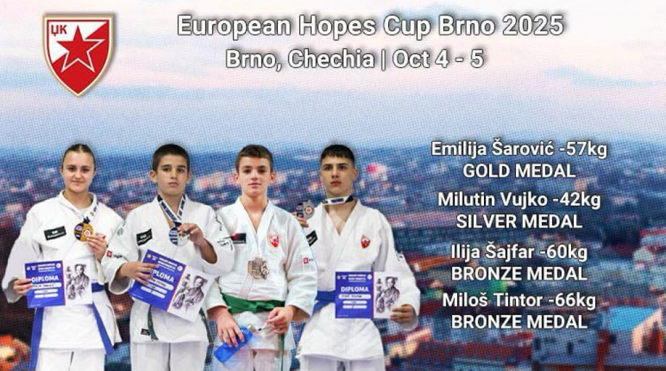 ZVEZDINA MLADOST DOMINIRA EVROPOM Nastavljena dominacija crveno-belih mladih džudista na međunarodnoj sportskoj sceni